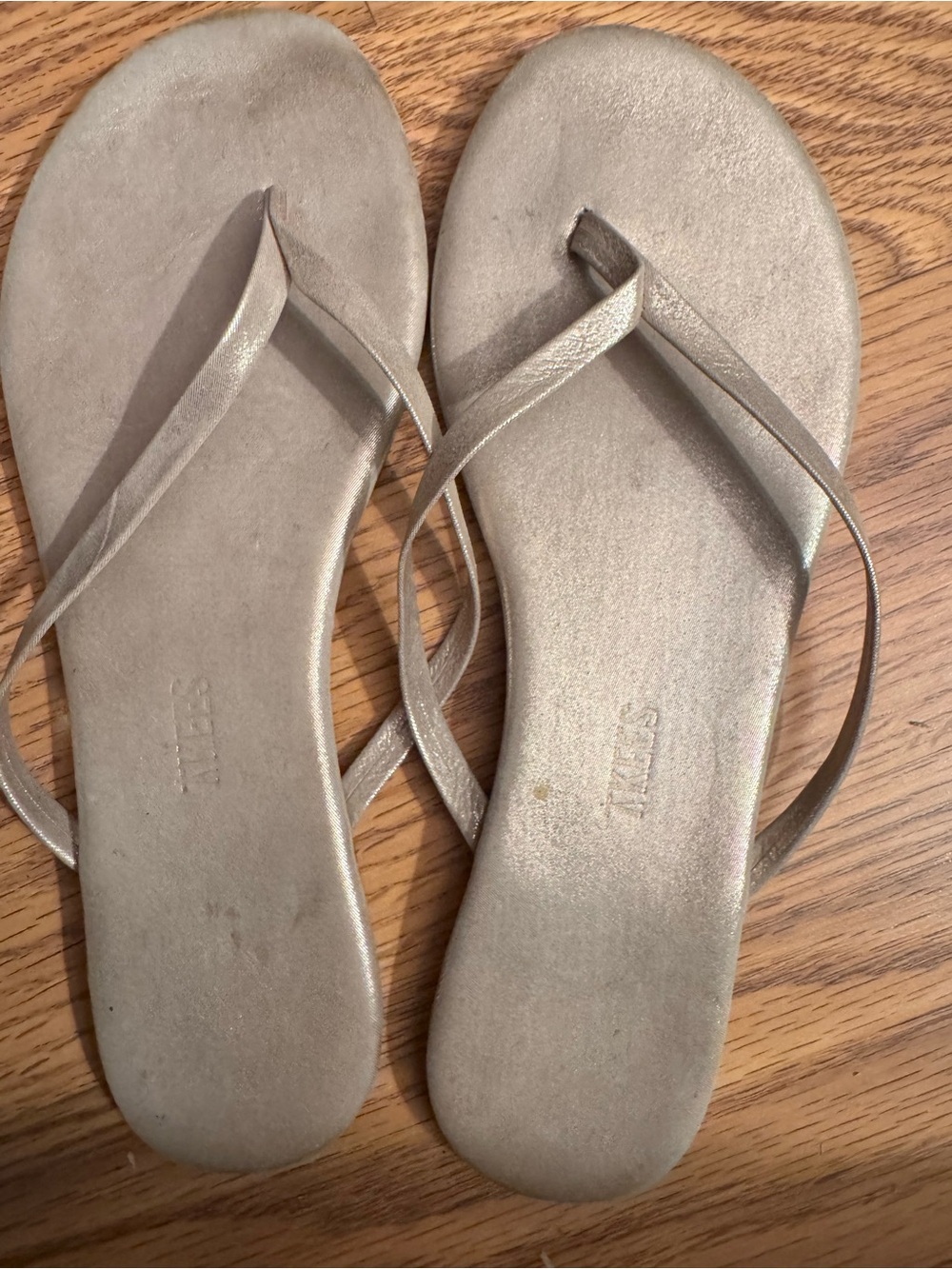 TKEES Metallic Champagne Flip Flop Sandals